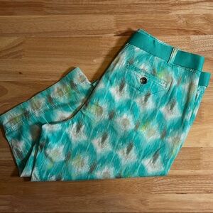Kim Rogers Aqua Patterned Knee Length Bermuda Shorts